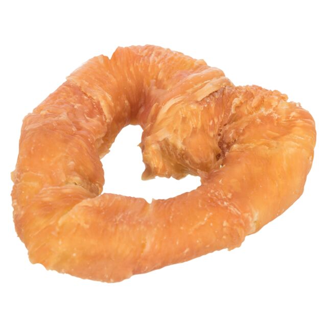 Trixie Denta Fun Heart with Chicken Breast dog chew, side view