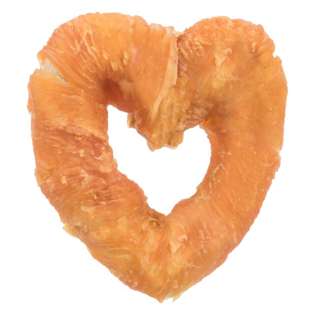 Trixie Denta Fun Heart with Chicken Breast, rawhide heart wrapped in chicken