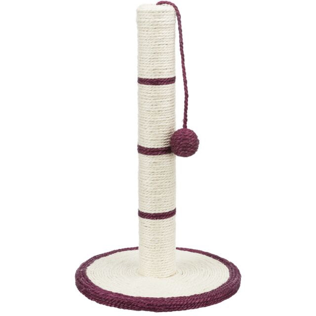 Trixie sisal cat scratching post 50cm with berry trim and play ball