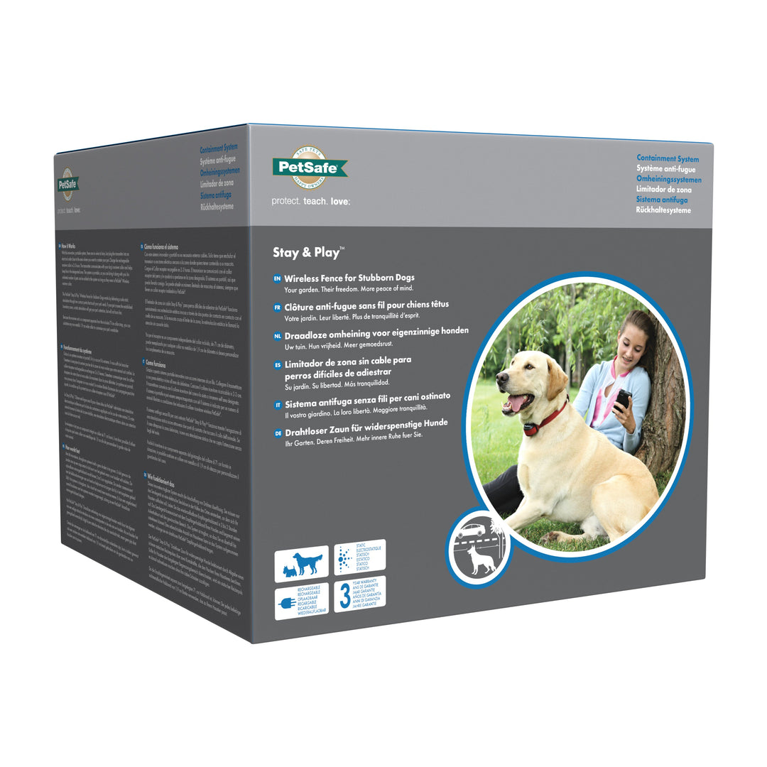 PetSafe Stay and Play Wireless Fence for Stubborn Dogs PIF19-17106 retail box