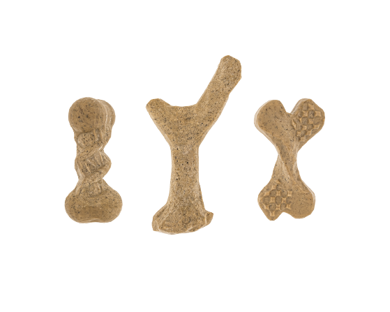 The three Bamboodles Puppy Chews out of the pack: I bone, Y bone and X bone