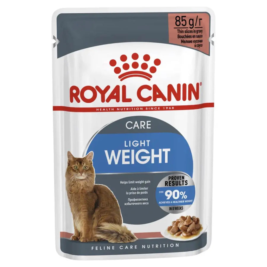 Royal Canin Ultra Light Weight Care in Gravy — tasty, low-calorie wet food supporting weight control and muscle health in adult cats.
