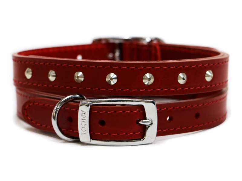 SEWN STUDDED COLLAR RED 22 S6