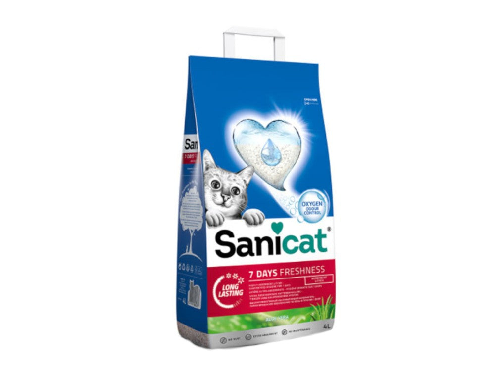 Sanicat 7 Days Aloe Vera non clumping cat litter 4L bag with odour control and attapulgite mineral