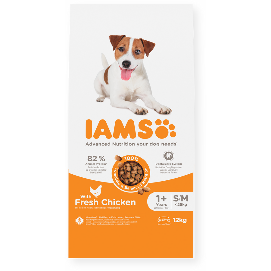 IAMS Advanced Nutrition Adult Small & Medium Breed with Fresh Chicken 12kg, front of pack