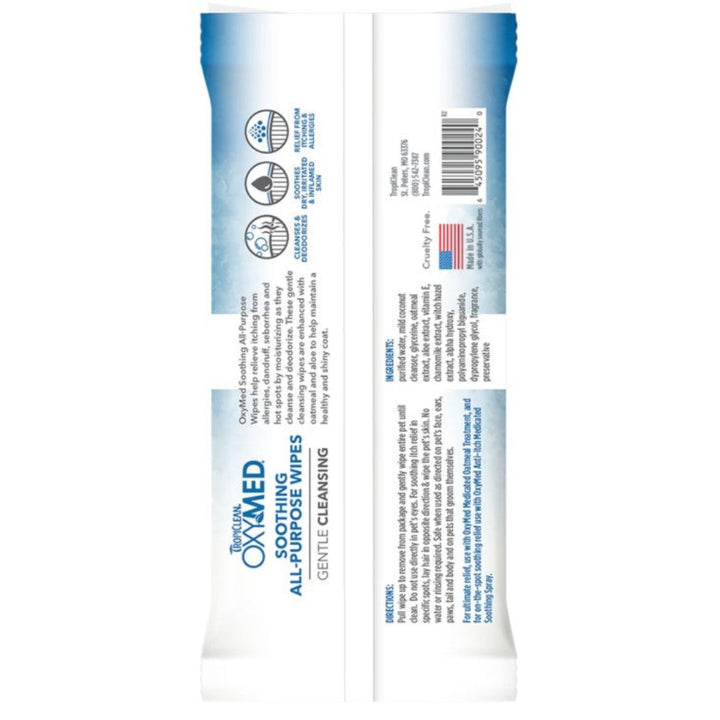 Tropiclean Oxymed Soothing Allergy relief wipes 50 piece