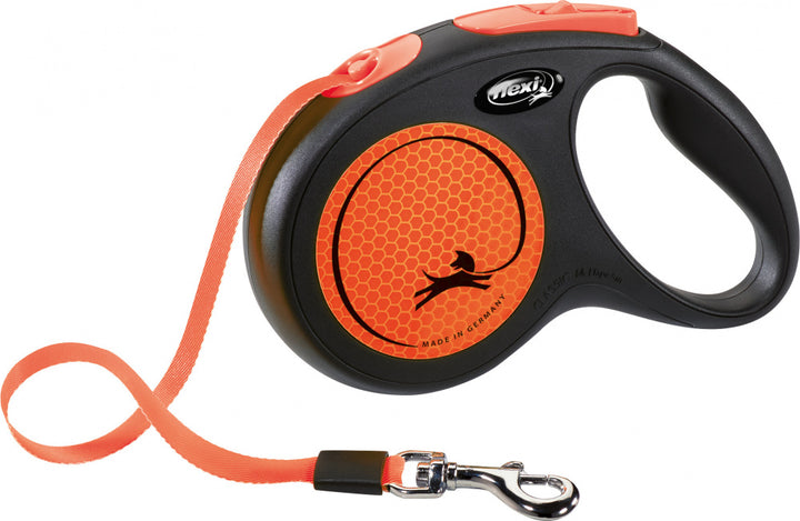 The flexi Neon Reflect Retractable Dog Lead -orange