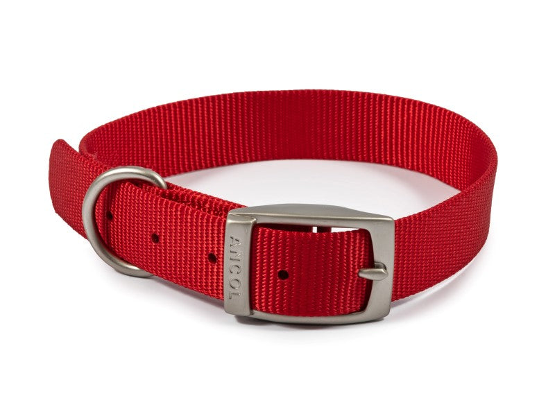 Ancol Nylon Dog Collar Red, Size 5 - 39-48cm, to fit Cocker Spaniel, Poodle, Saluki and Springer Spaniel Sized Dogs.