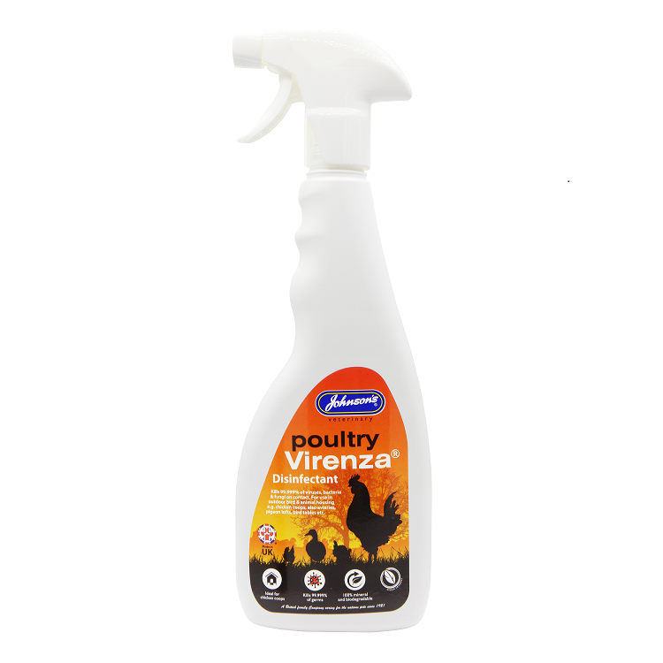 Johnson's Poultry Virenza Disinfectant 500ml trigger spray, front of bottle