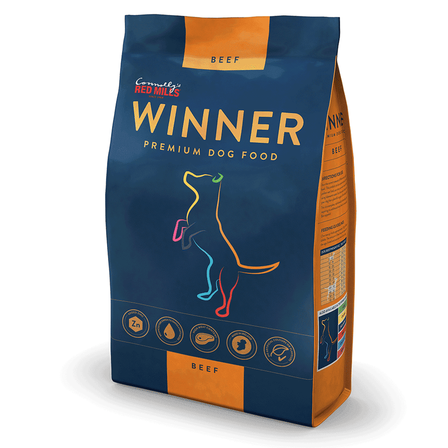 Red Mills Winner Beef premium dry dog food bag, front of pack