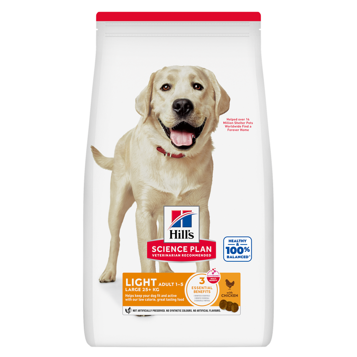 Hill's Science Plan Light Large Breed Adult Dry Dog Food with Chicken bag, front of pack
