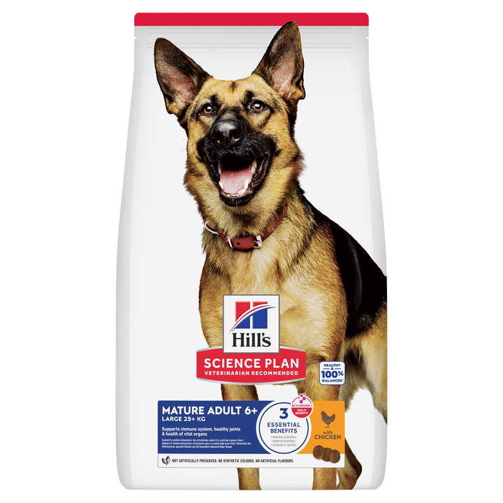 Hill's Science Plan Large Breed Mature Adult 6+ Dog Food with Chicken, front of pack