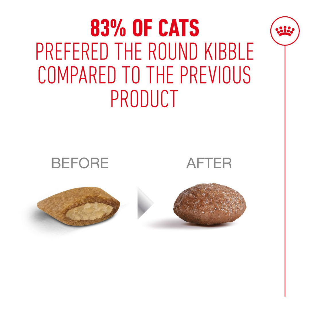 Royal Canin Ageing 15+ new round kibble preferred by 83% of cats