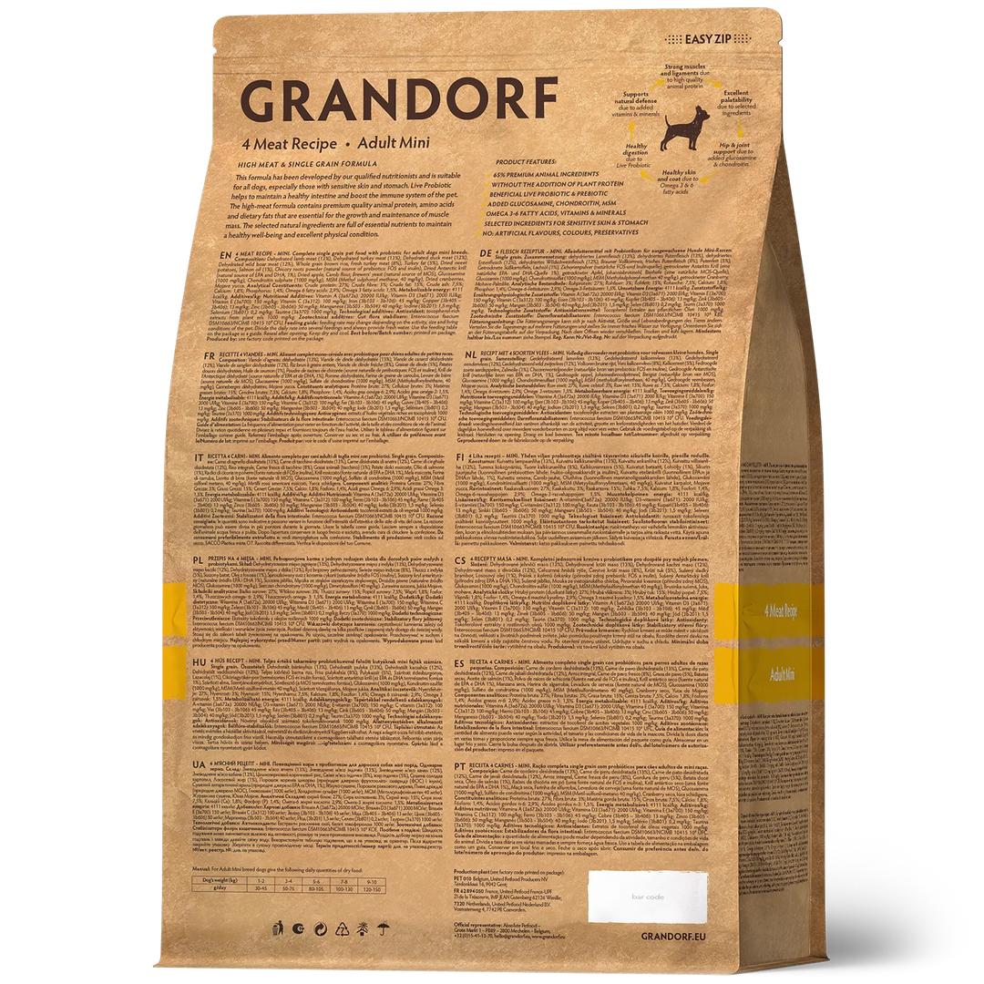Grandorf 4 meat receipe for Small Breeds Dogs