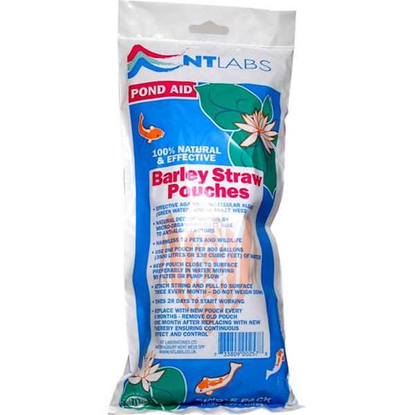 NT Labs Pond Aid Barley Straw Pouch in pack with usage instructions