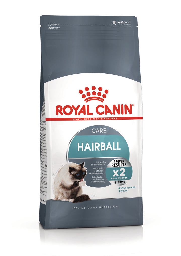 Royal Canin Hairball Care Adult Dry Cat Food bag, front of pack