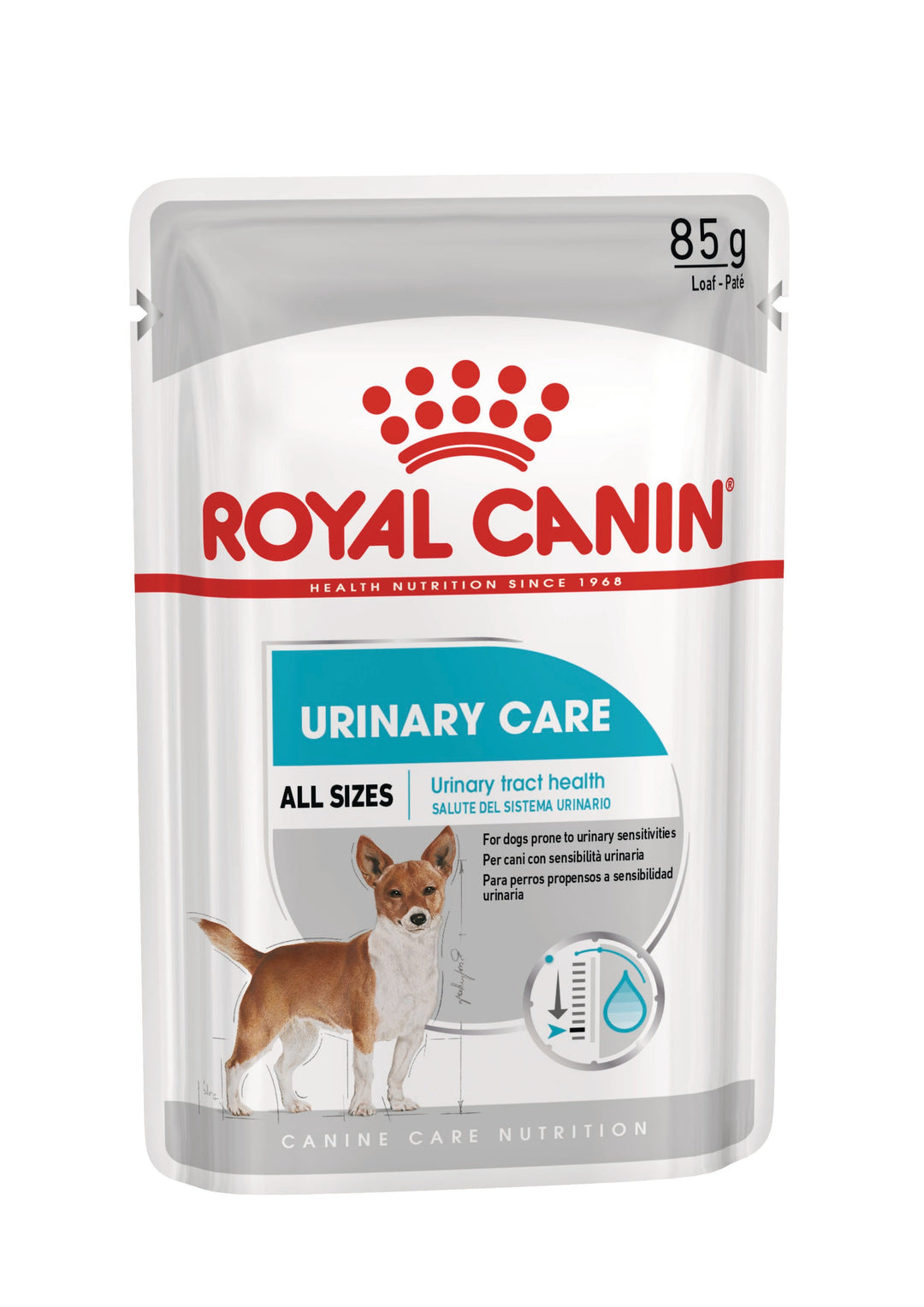Royal Canin Urinary Care Loaf 85g wet dog food pouch for all sizes, front
