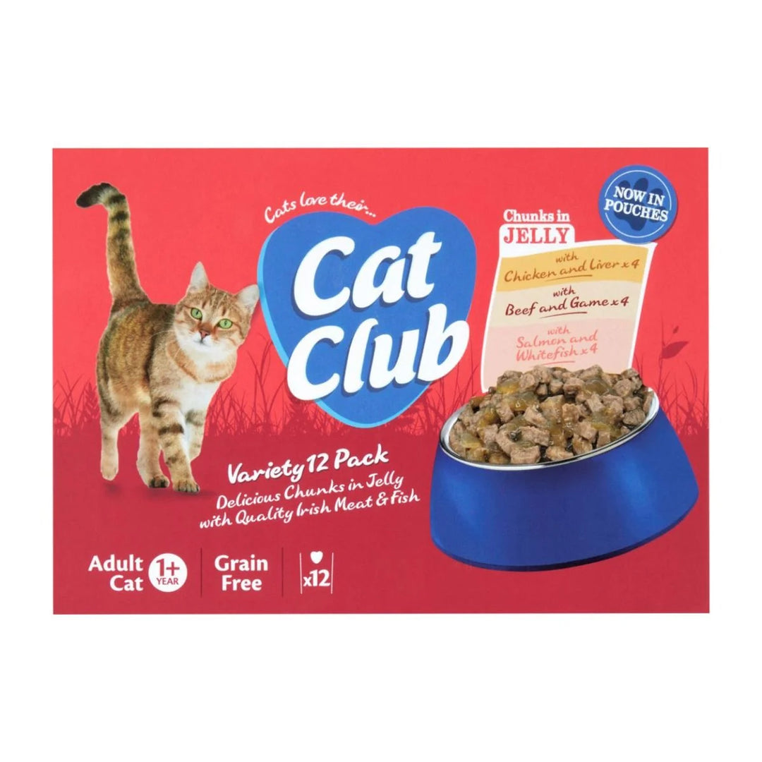 Cat Club Chunks in Jelly 12 pouch variety pack