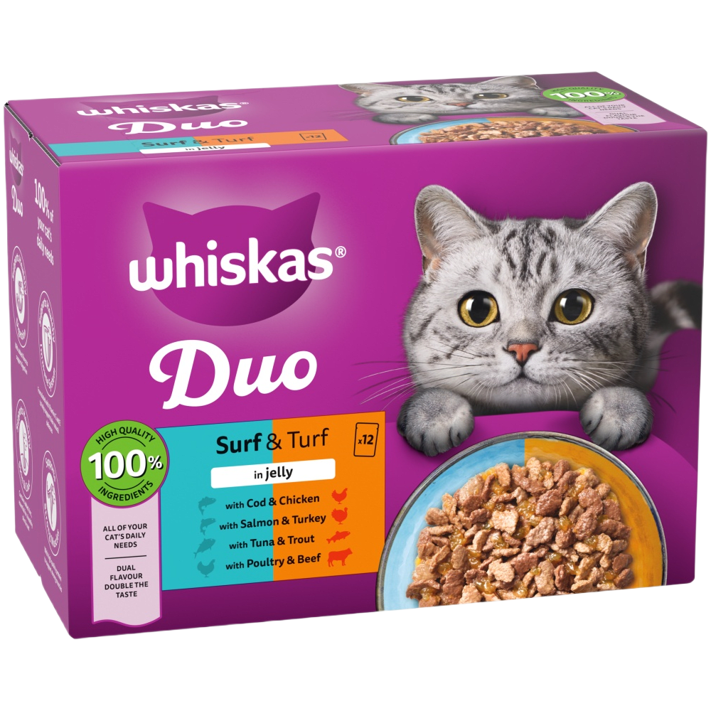 Whiskas Duo Surf and Turf in Jelly 12 x 85g pouch box, current pack