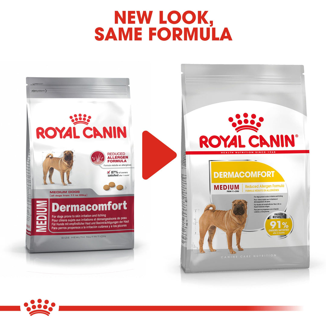 Royal Canin Medium Dermacomfort new pack design, same formula
