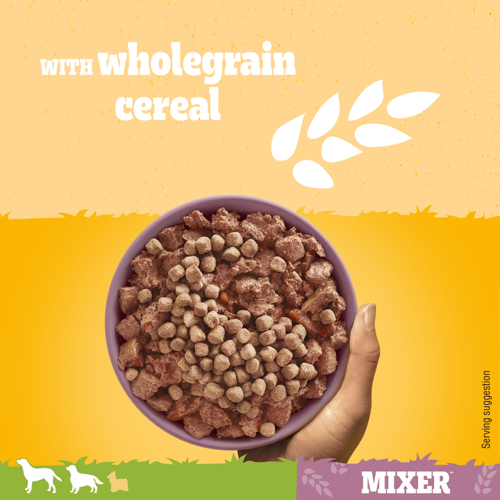 Bowl of Pedigree Mixer kibble with wholegrain cereal