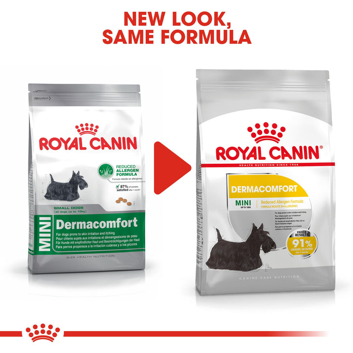Royal Canin Mini Dermacomfort new pack design, same formula