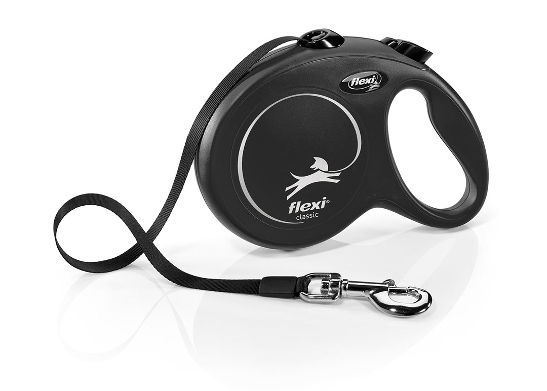 Flexi Classic Large 5m retractable tape dog lead in black