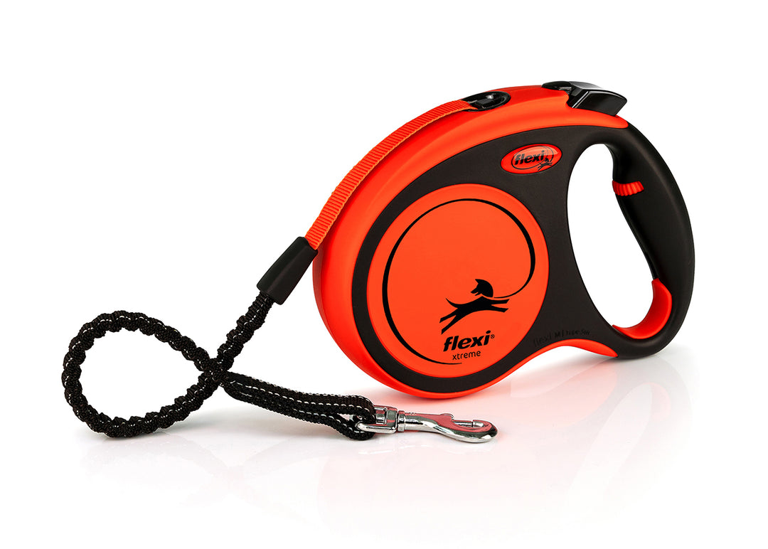 Flexi Xtreme M Tape 5m extendable dog lead, orange and black