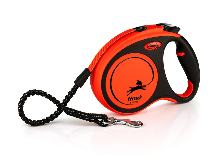 Flexi Xtreme M Tape 5m extendable dog lead, orange and black