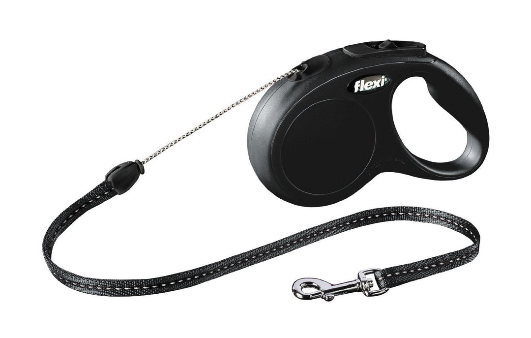5m Retractable Cord Lead Black Small for 12KG Dogs by Flexi Classic Petworld Ireland