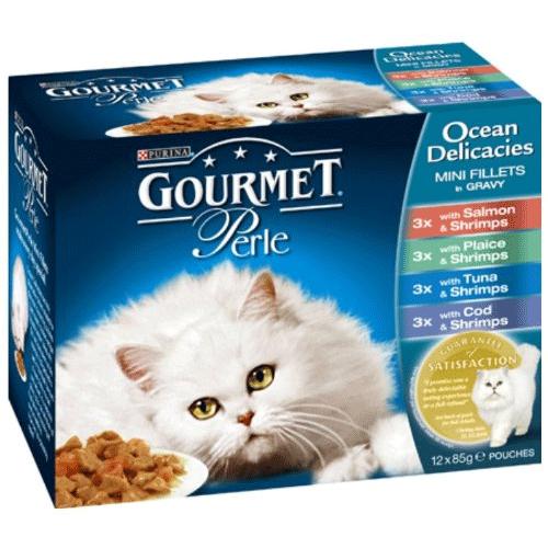 Gourmet cat food ocean delicacies