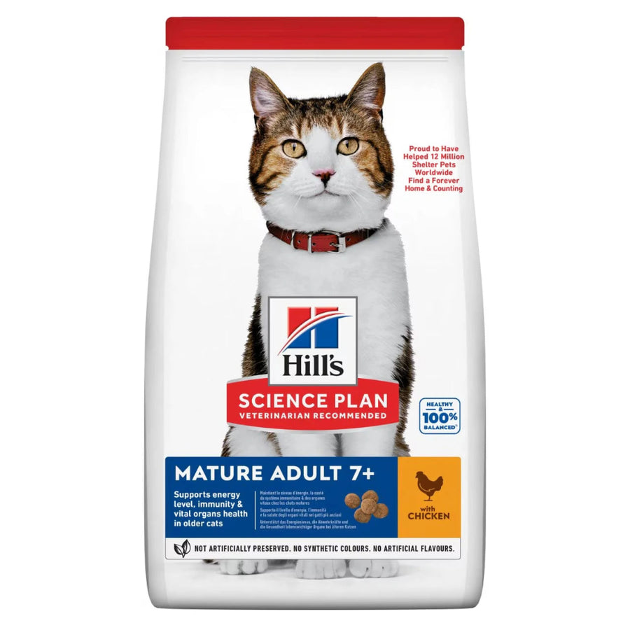 Front view of Hill's Science Plan Mature Cat Food – Chicken 1.5kg bag

