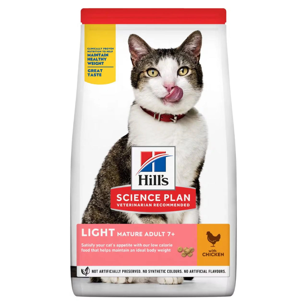 Front view of Hill's Science Plan Mature Light Cat Food – Chicken 1.5kg bag

