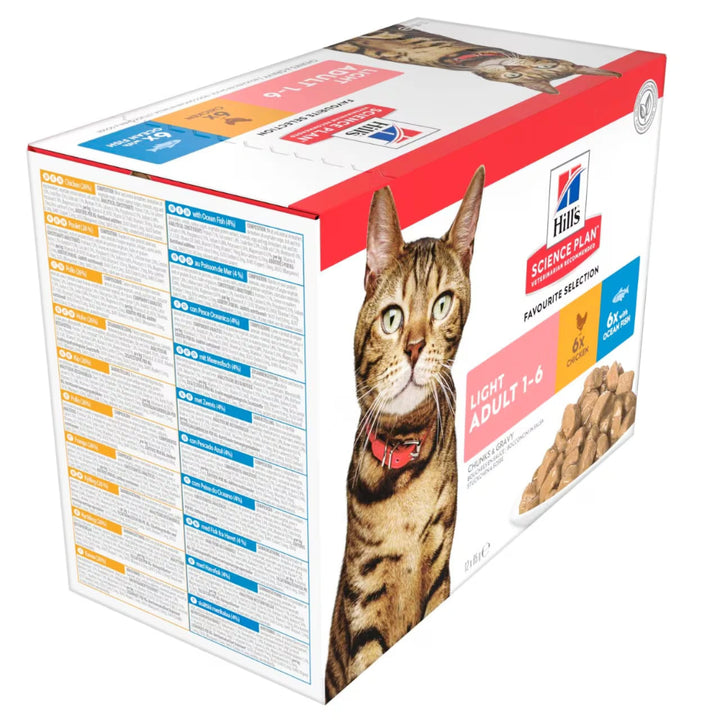 12-pack of Hill's Science Plan Light wet cat food for adult cats

