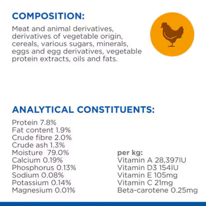 Chicken and fish wet cat food supporting weight control and digestion


