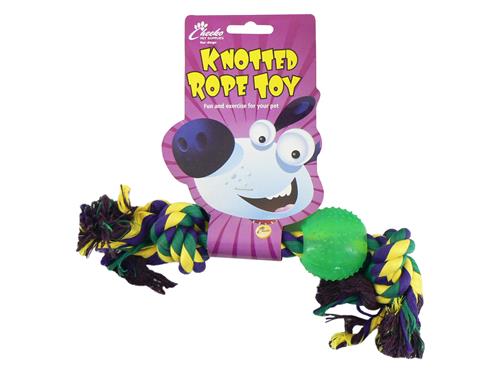 knotted rope toy with ball
