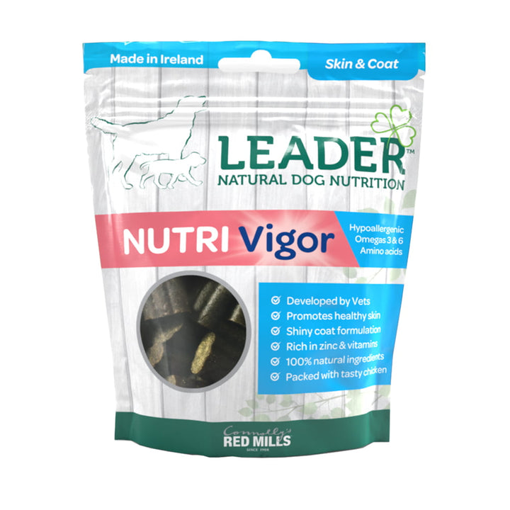Leader Nutri Vigor Skin and Coat Care chicken dog treats 130g, front of pack