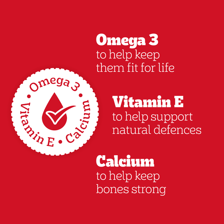 Pedigree Tasty Minis benefits: Omega 3, vitamin E and calcium