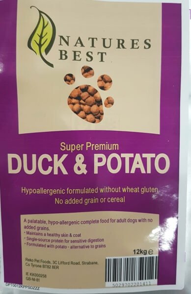 natures best duck & potato dog food