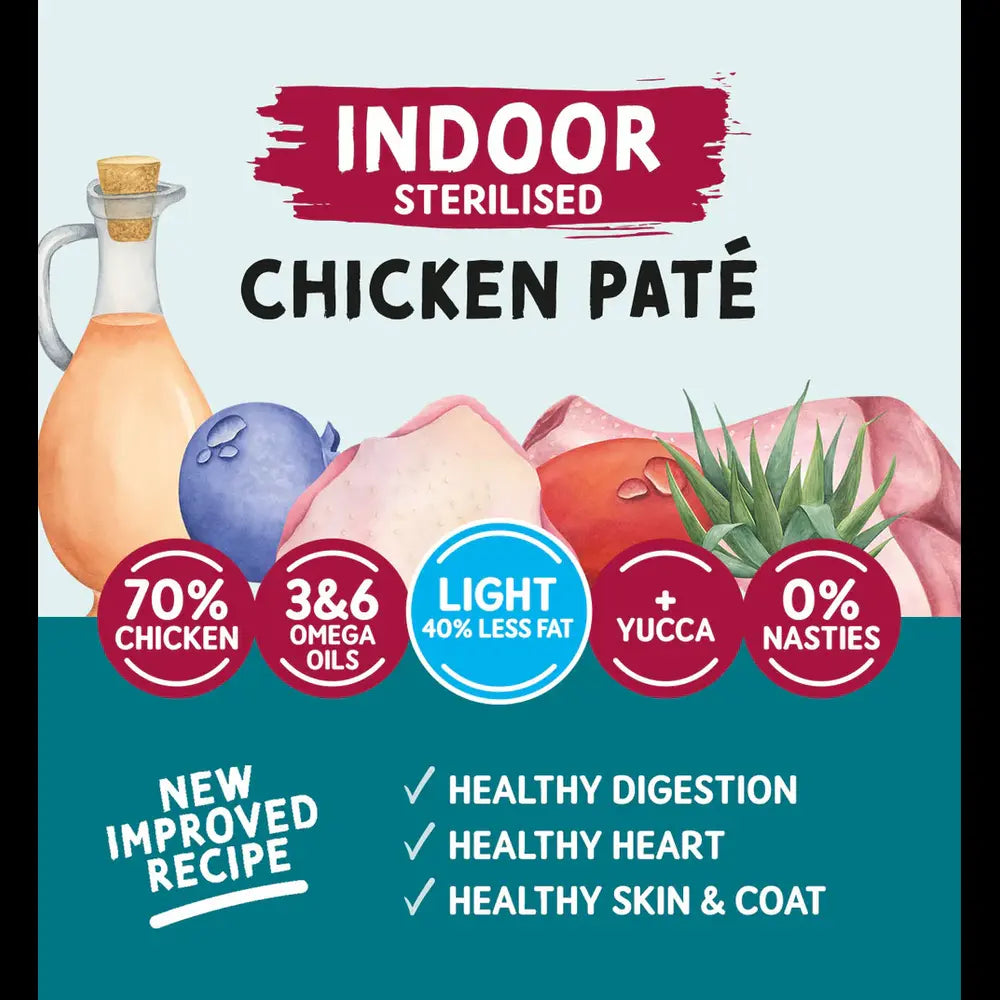 Naturo chicken pâté cat food with odour-reducing yucca extract

