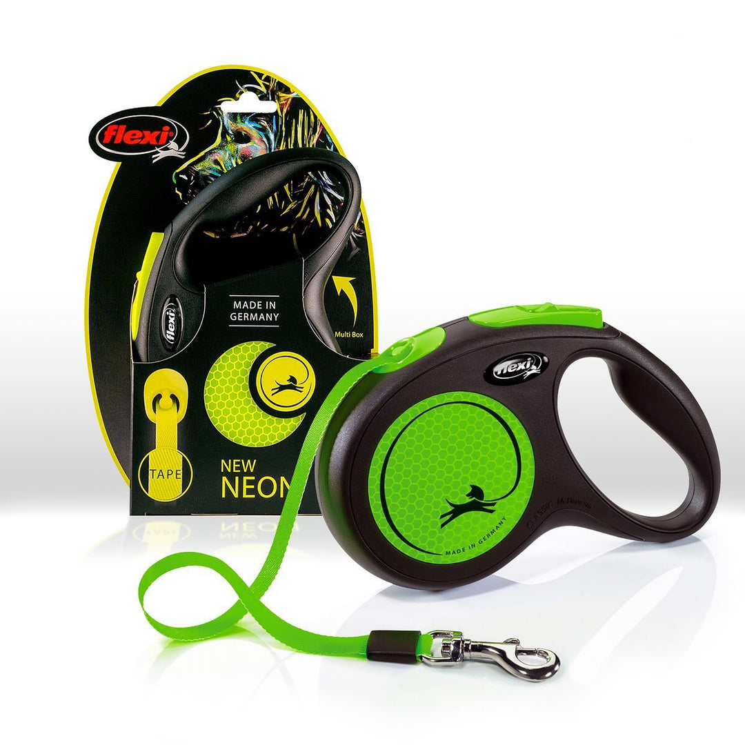 neon flexi lead reflective for dogs