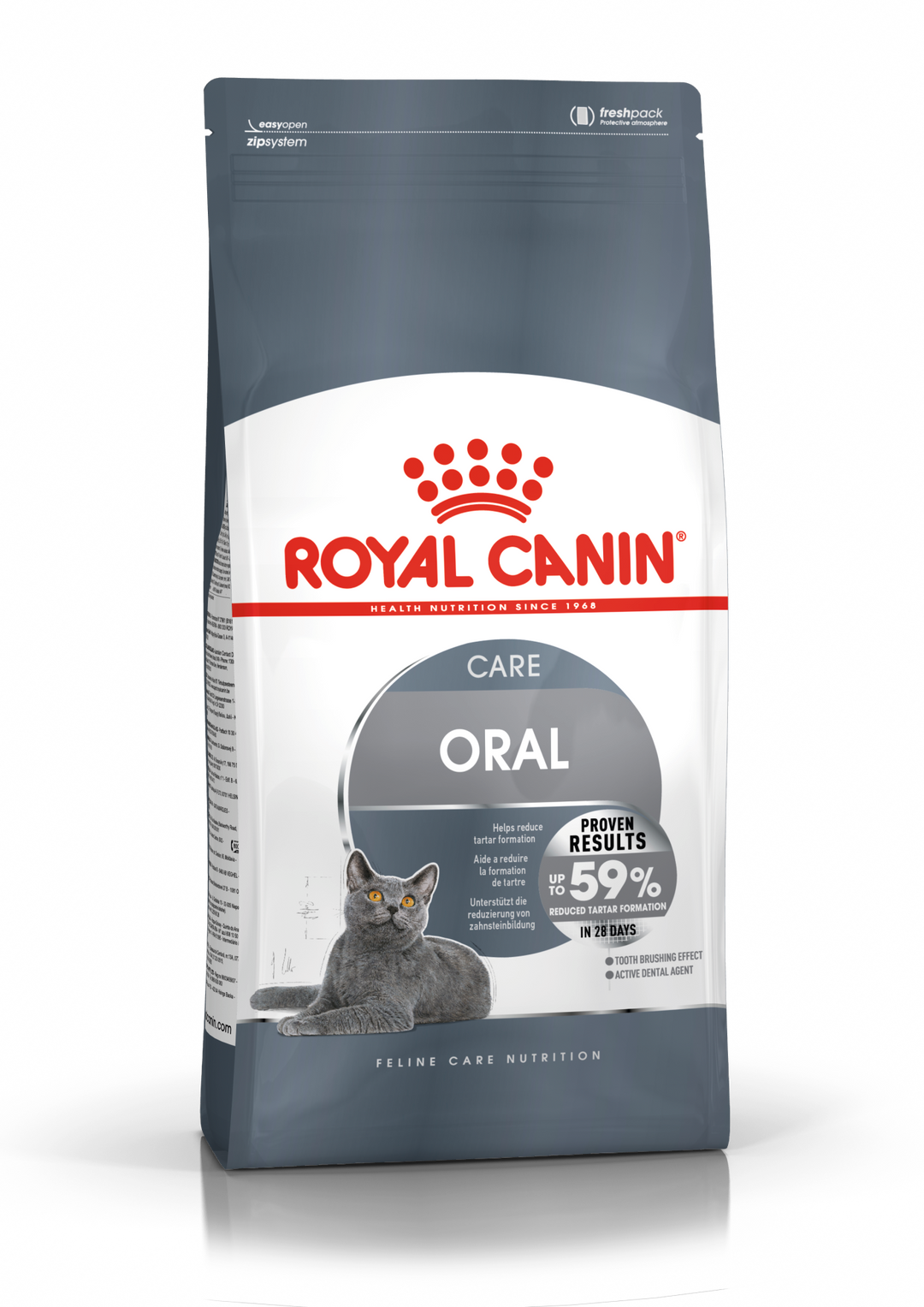 Royal Canin Oral Care Adult Dry Cat Food bag, front of pack