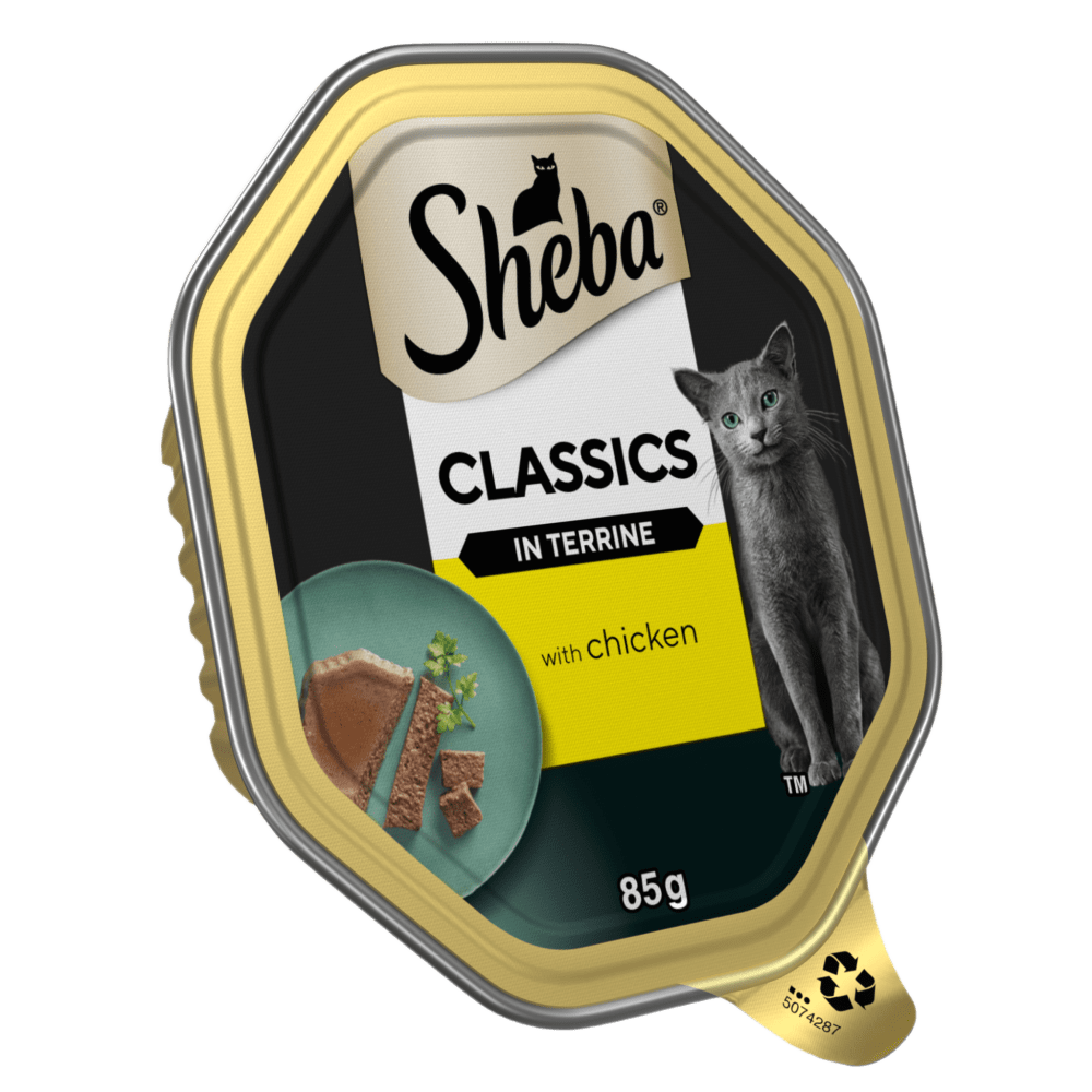 Sheba Classics Chicken in Terrine 85g adult cat food tray, front