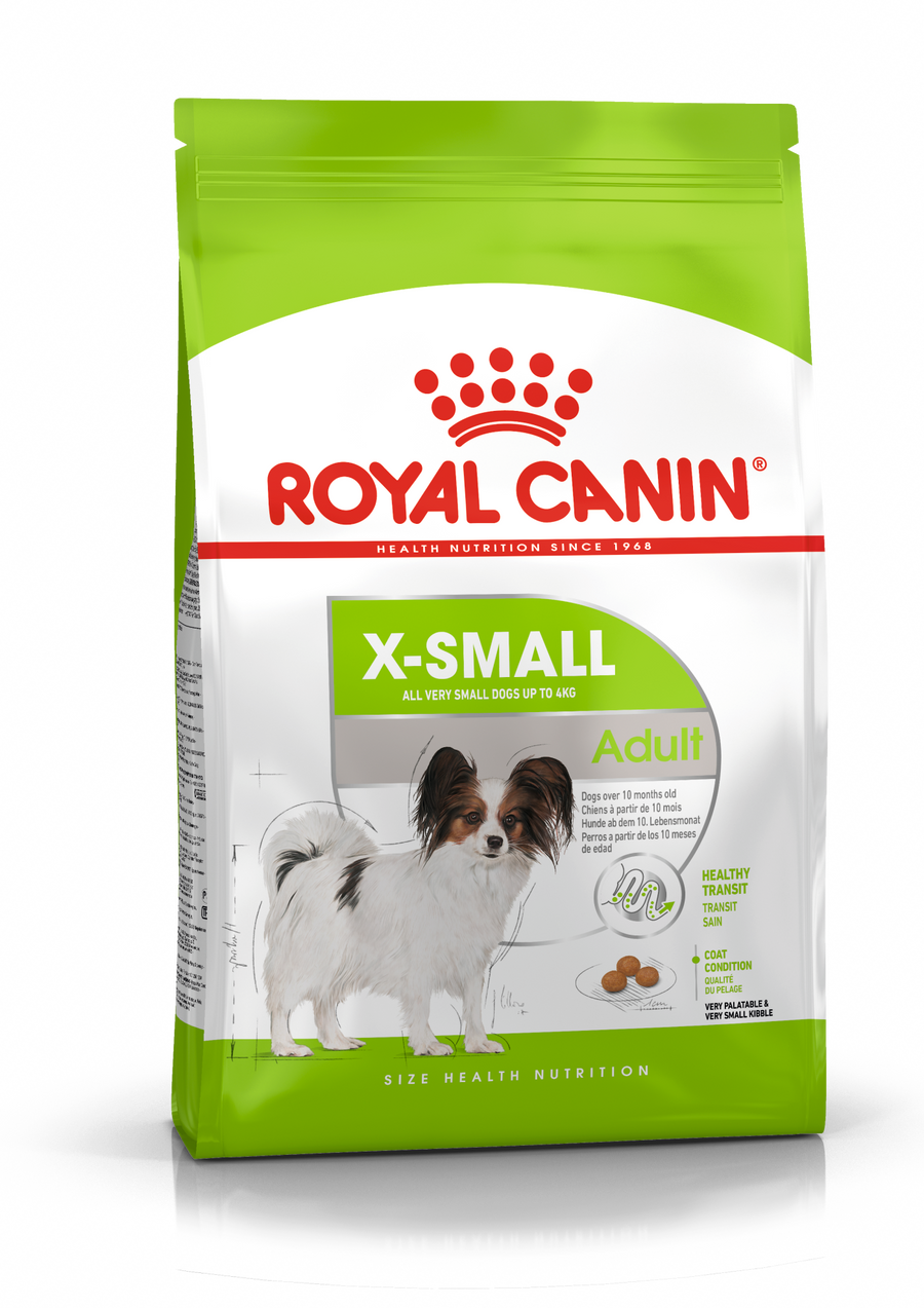 Royal Canin X-Small Adult dry dog food 1.5kg bag, front of pack