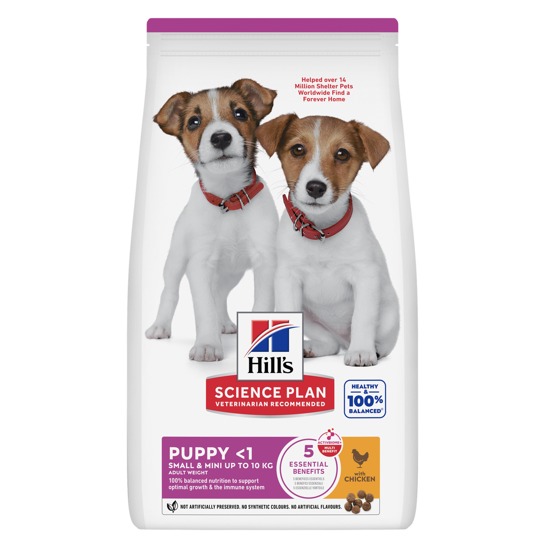 Hill's Science Plan Small & Mini Puppy dry dog food with Chicken, front of bag
