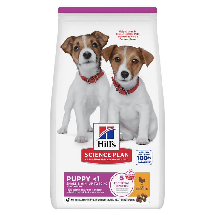 Hill's Science Plan Small & Mini Puppy dry dog food with Chicken, front of bag