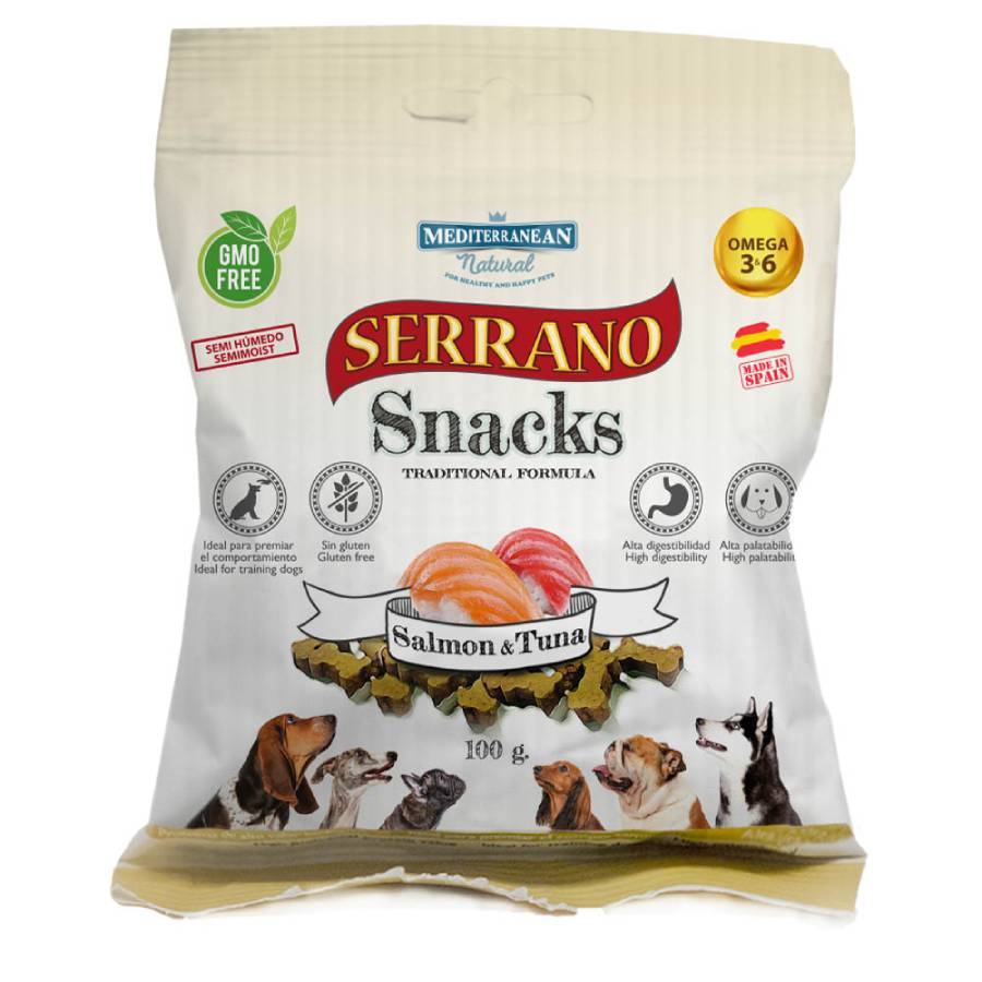 serrano salmon and tuna dog snacks