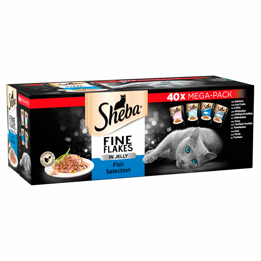 SHEBA Fine Flakes Fish in Jelly Pouch, 40x85g.