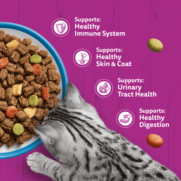 Whiskas 1+ Adult Tuna dry food benefits: immune system, skin and coat, urinary tract, digestion