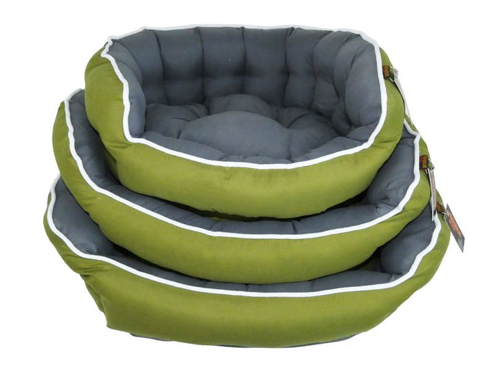 Snuggle Touch green bed with reversible cushion